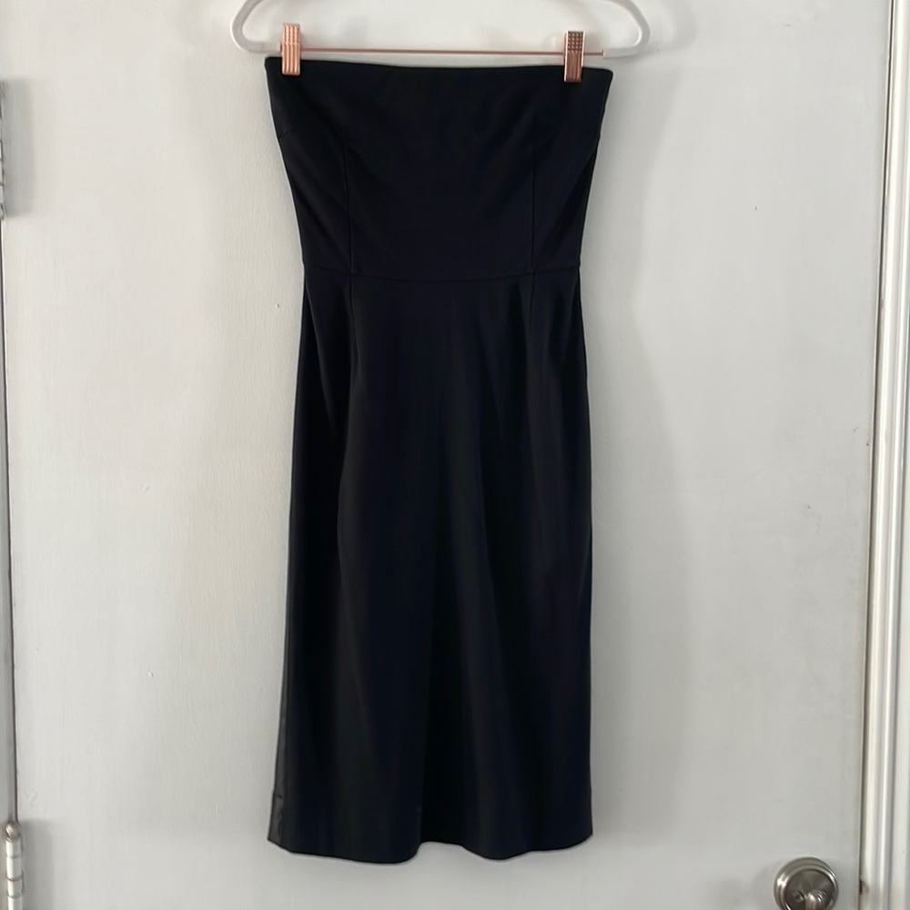 Gap Black Strapless Dress with Tuxedo Stripe | 0